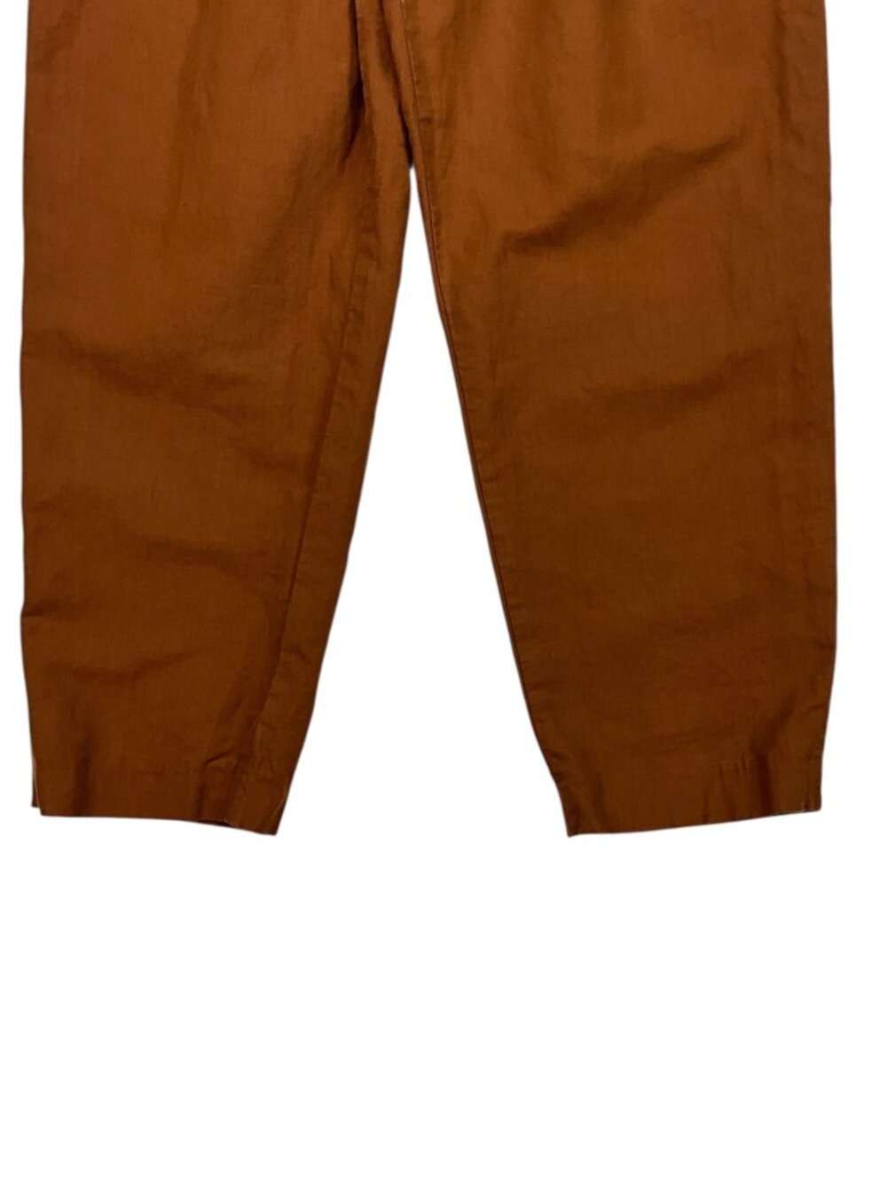 Zara Linen Cotton High Rise Tapered Pant XS Brown Paperbag Waist - Picture 14 of 16